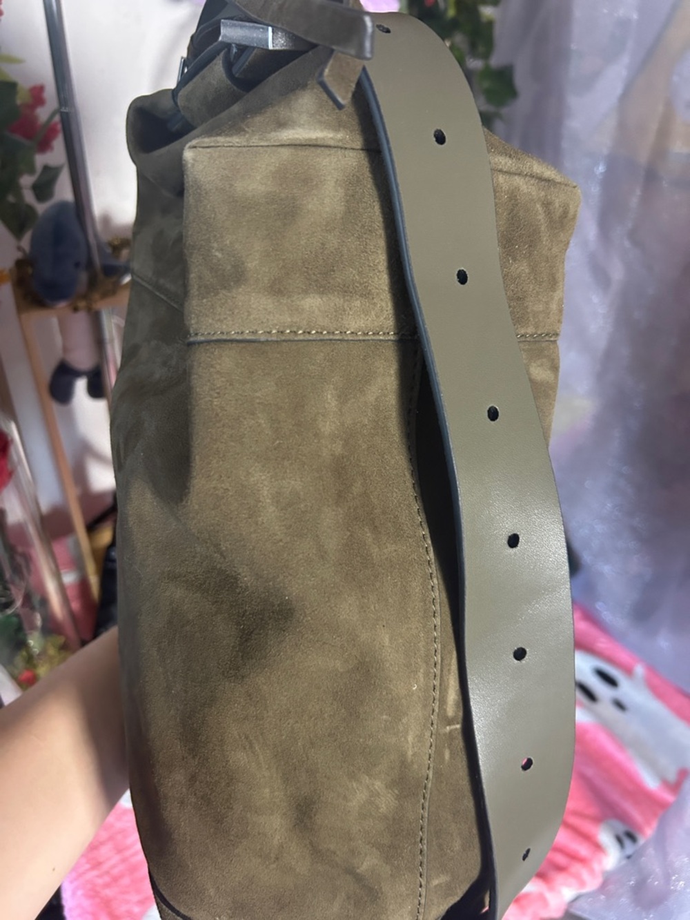 AllSAINTS Olive Vega Suede Shoulder Bag - Picture 13 of 15
